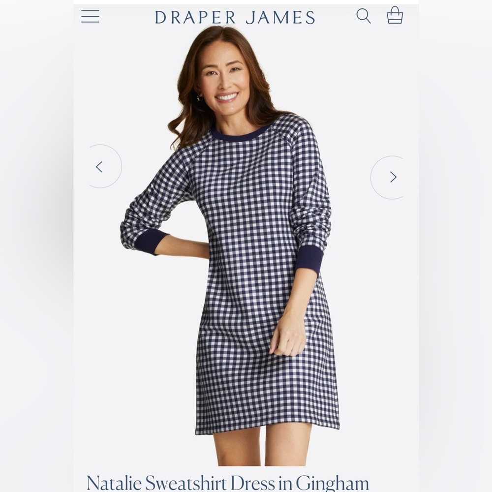 Draper James Blue Gingham Long Sleeve Dress